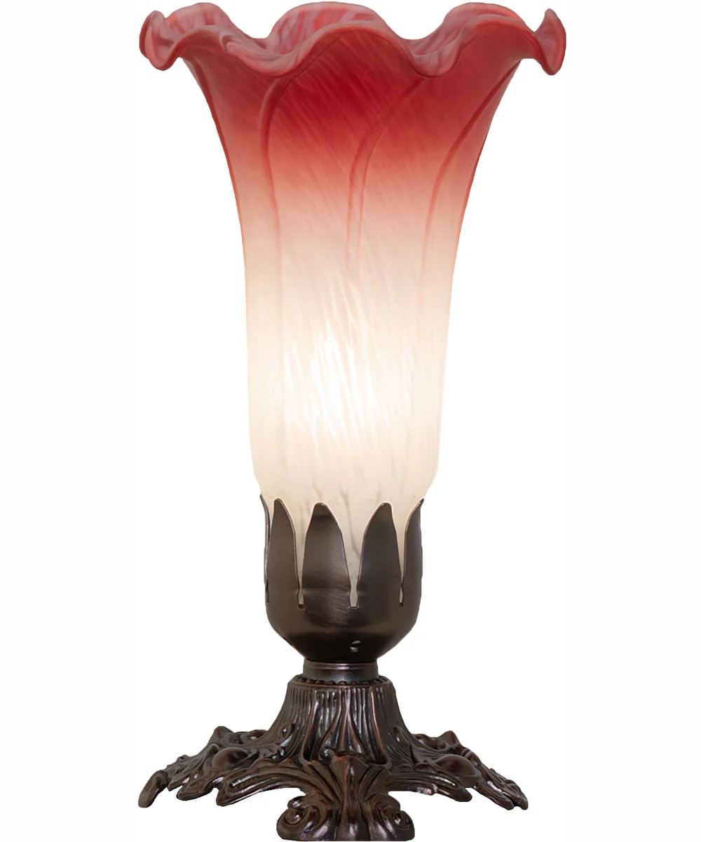 8" High Pink/White Tiffany Pond Lily Victorian Accent Lamp - Image 5