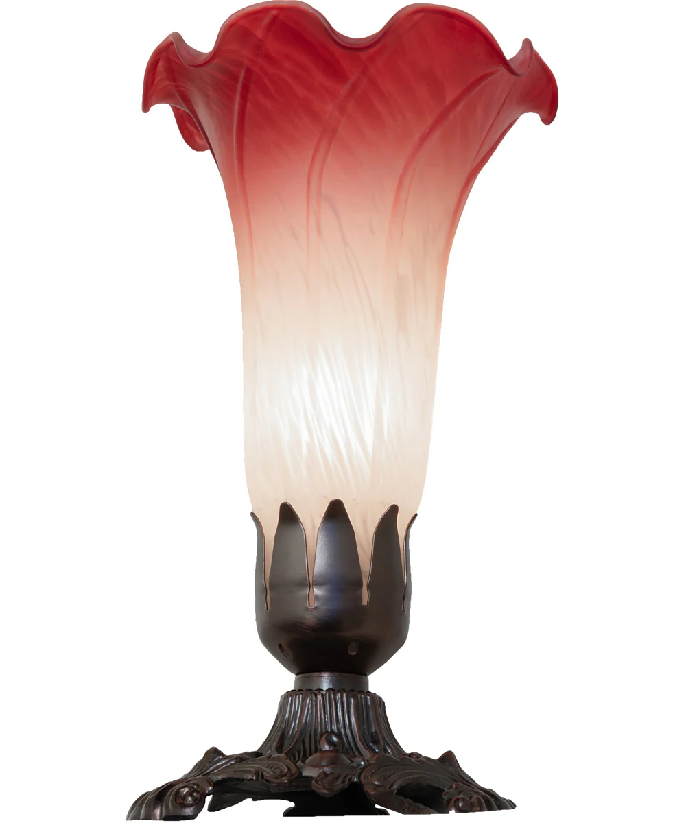 8" High Pink/White Tiffany Pond Lily Victorian Accent Lamp - Image 6