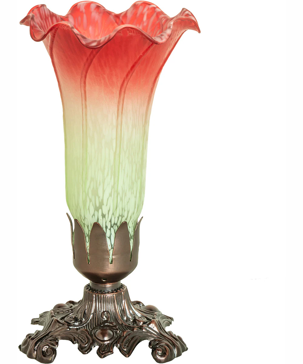8" High Seafoam/Cranberry Victorian Accent Lamp - Image 3