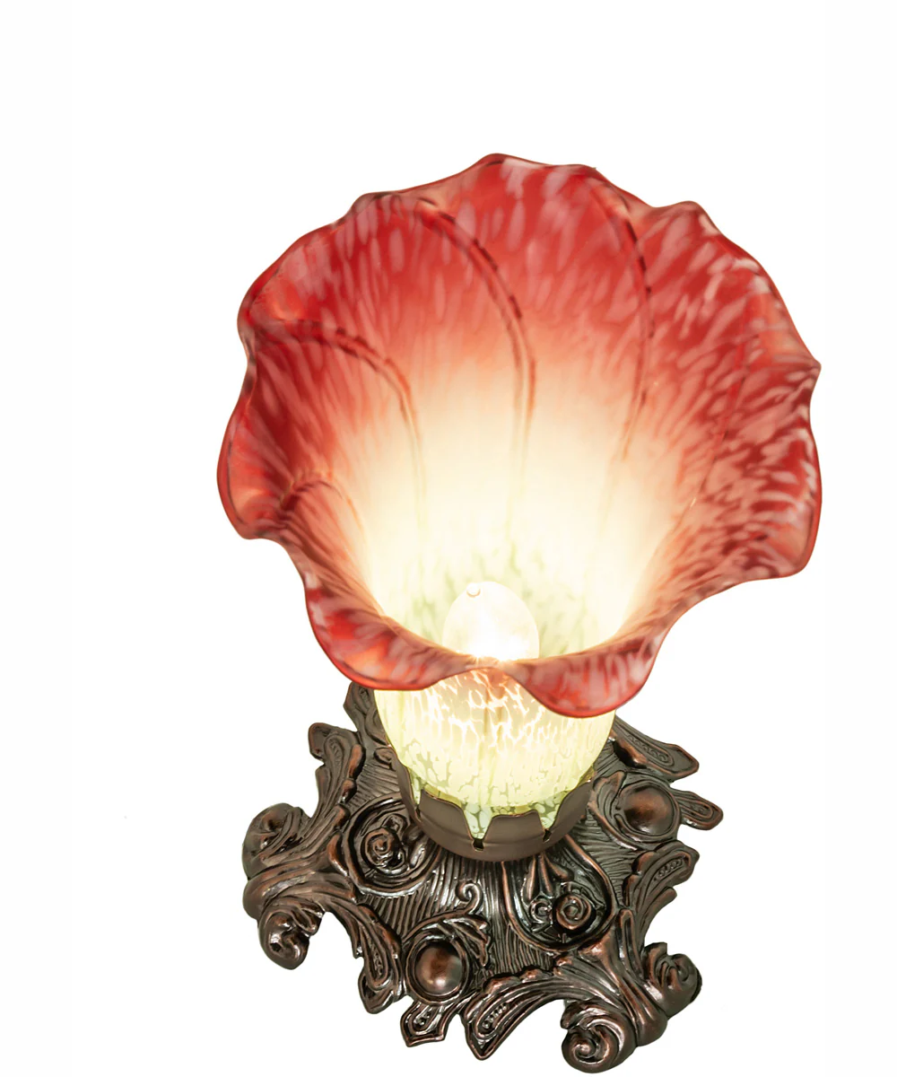 8" High Seafoam/Cranberry Victorian Accent Lamp - Image 4