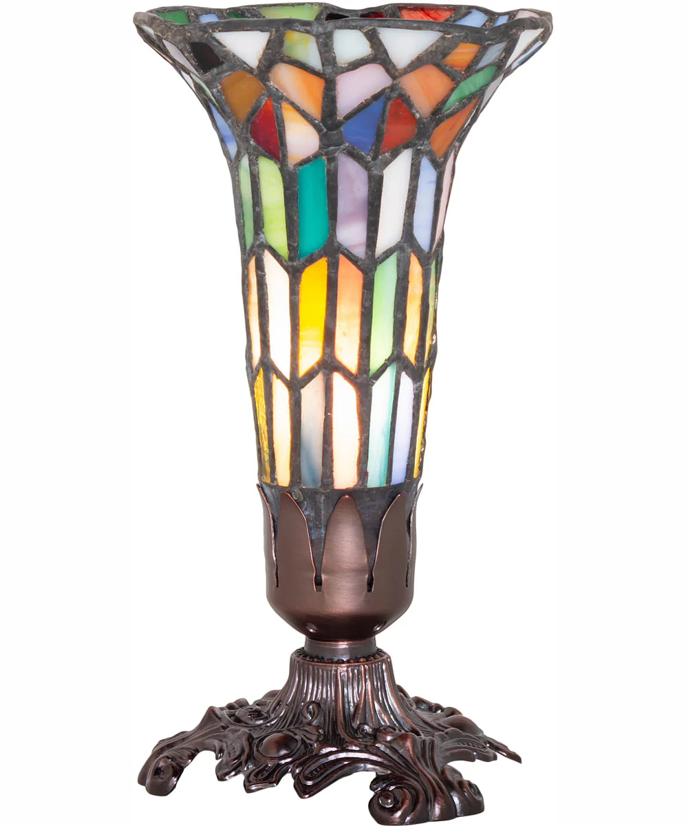 8" High Stained Glass Pond Lily Victorian Accent Lamp - Image 5