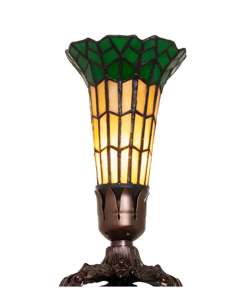8" High Stained Glass Pond Lily Victorian Accent Lamp - Image 6