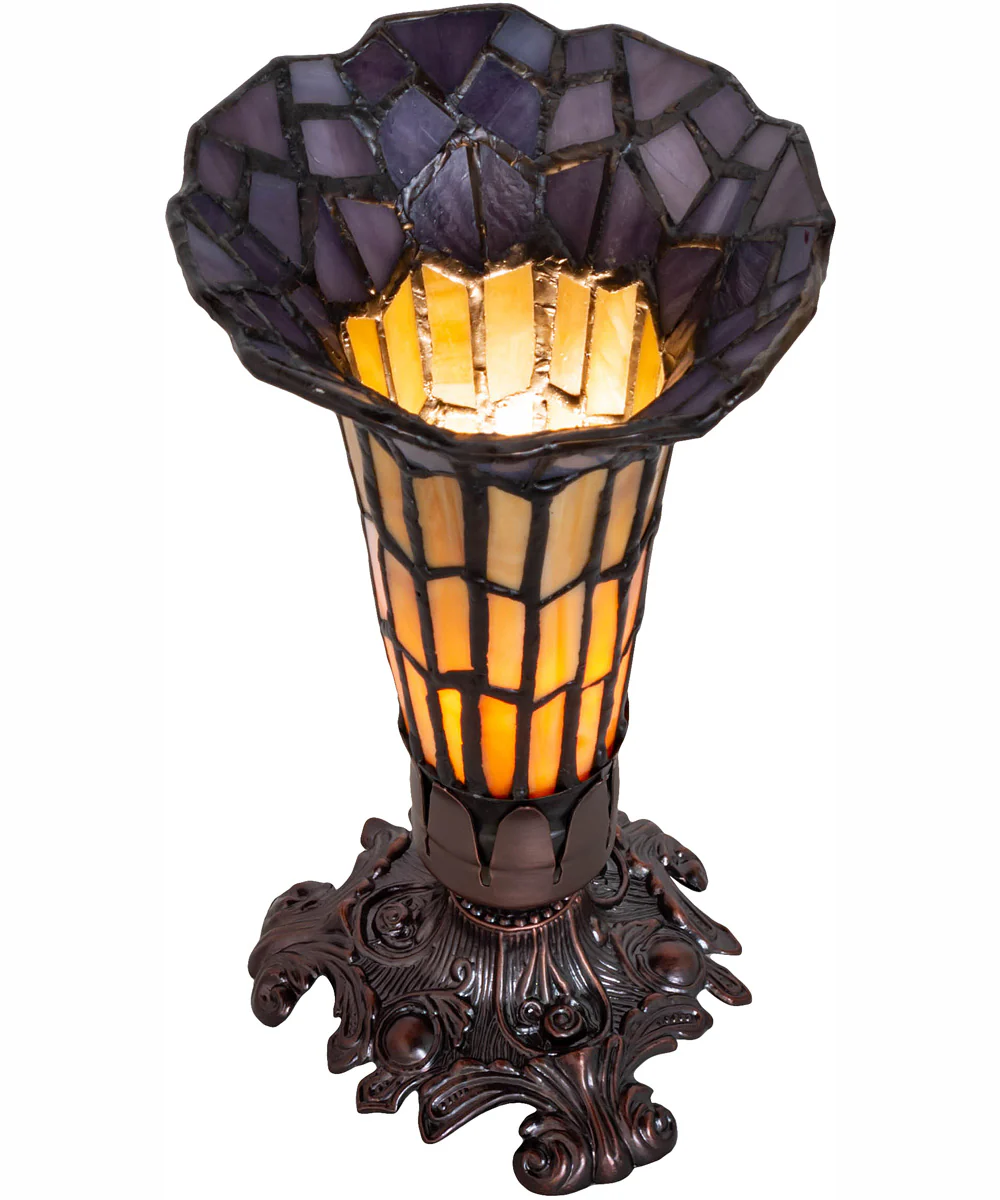 8" High Stained Glass Pond Lily Victorian Accent Lamp - Image 4