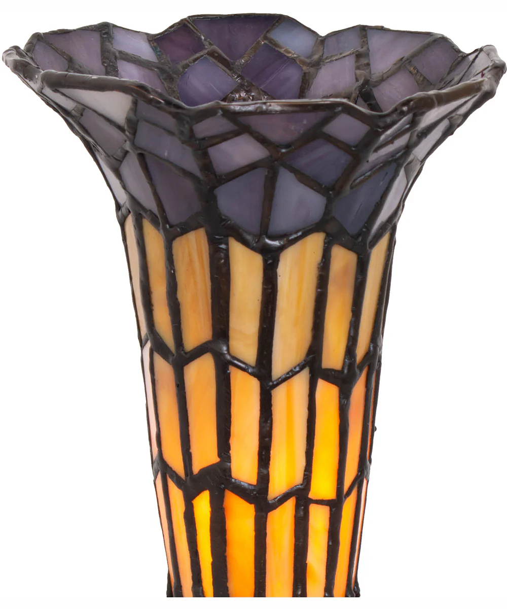 8" High Stained Glass Pond Lily Victorian Accent Lamp - Image 7
