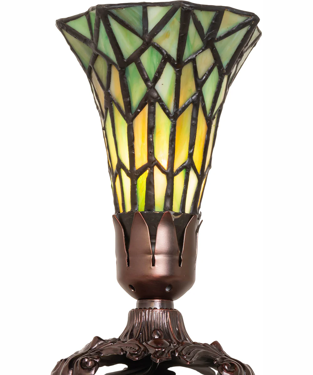 8" High Stained Glass Pond Lily Victorian Accent Lamp - Image 6