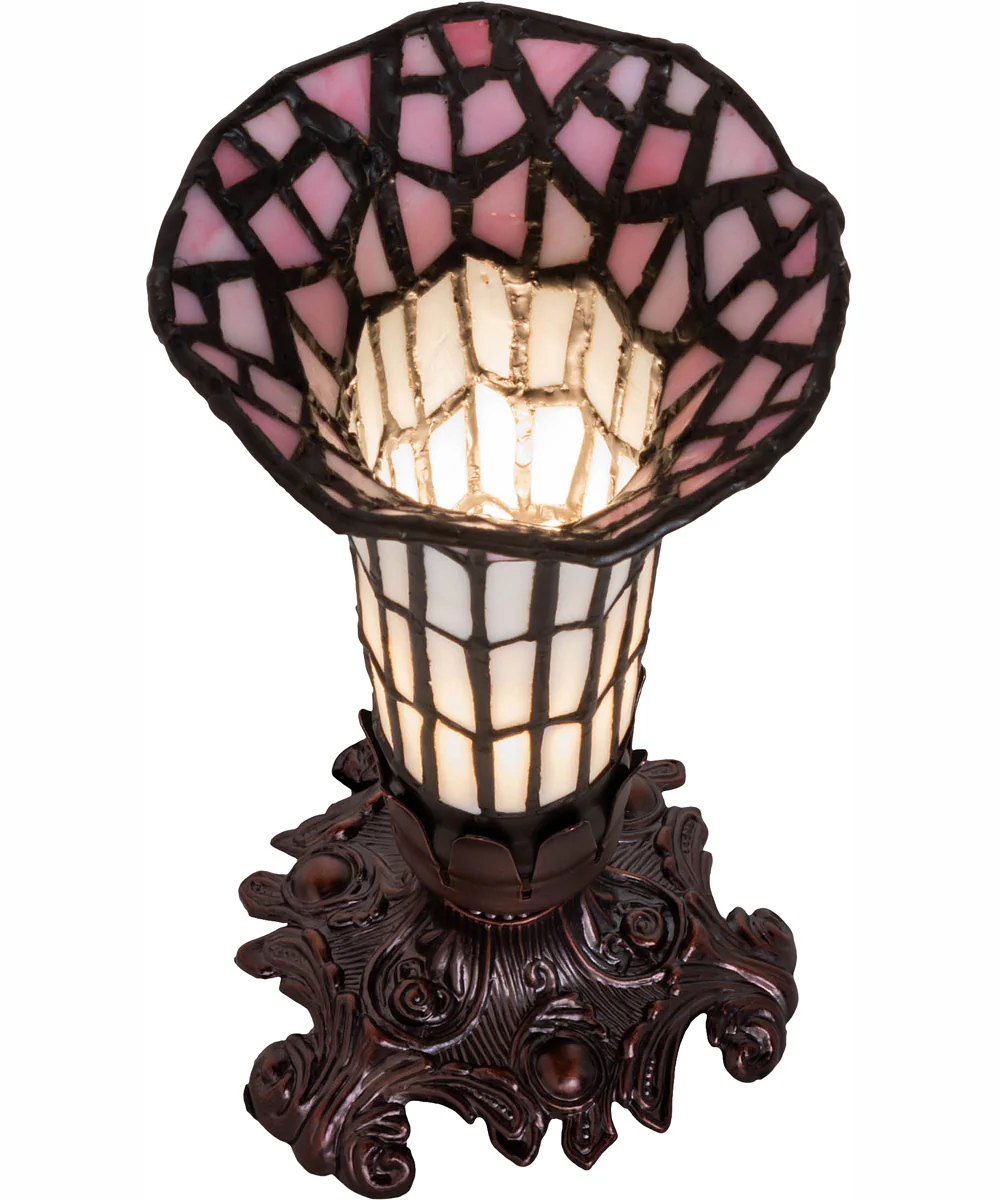 8" High Stained Glass Pond Lily Victorian Accent Lamp - Image 4