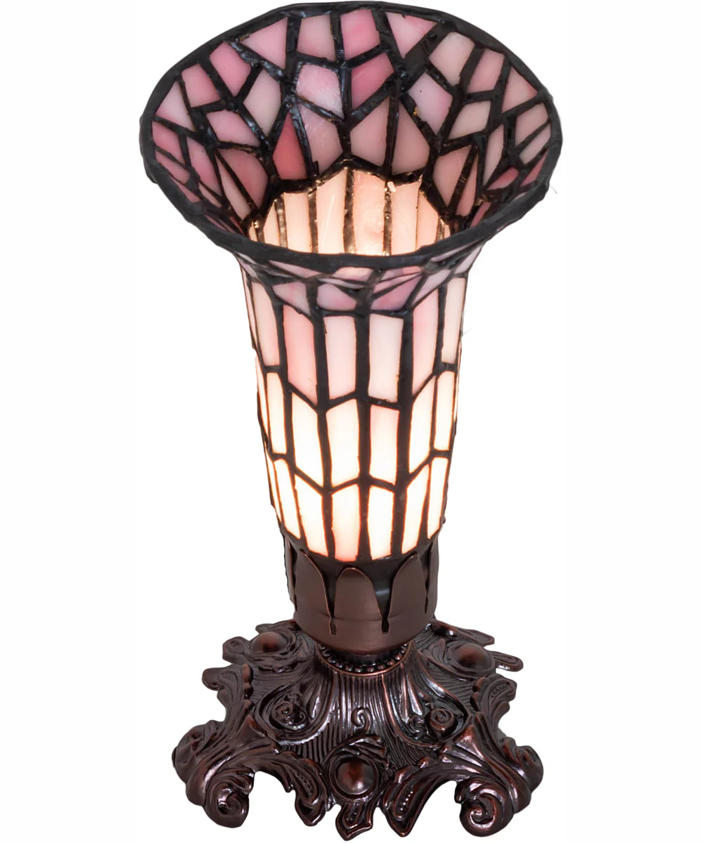 8" High Stained Glass Pond Lily Victorian Accent Lamp - Image 4