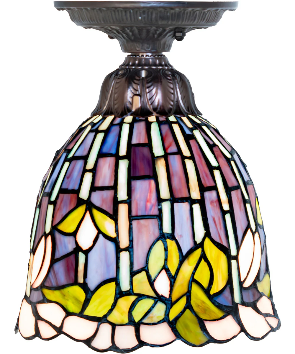 8" Wide Tiffany Flowering Lotus Flushmount - Image 4