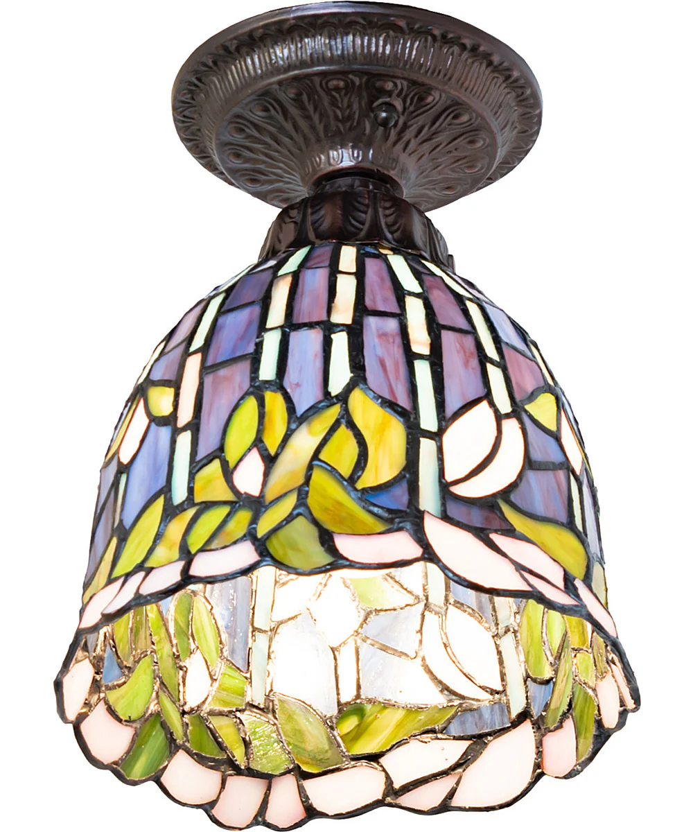 8" Wide Tiffany Flowering Lotus Flushmount - Image 5