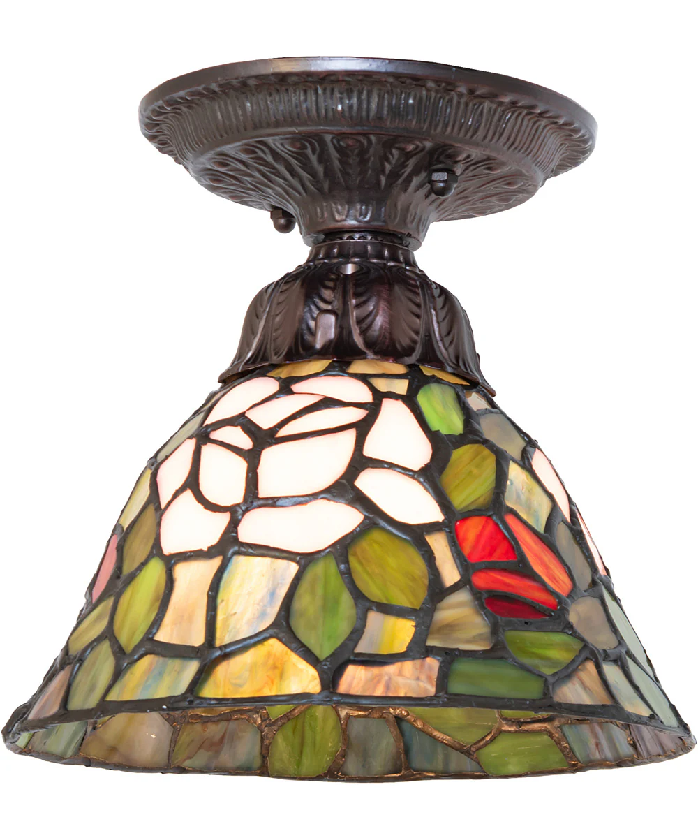 8" Wide Tiffany Rosebush Flushmount