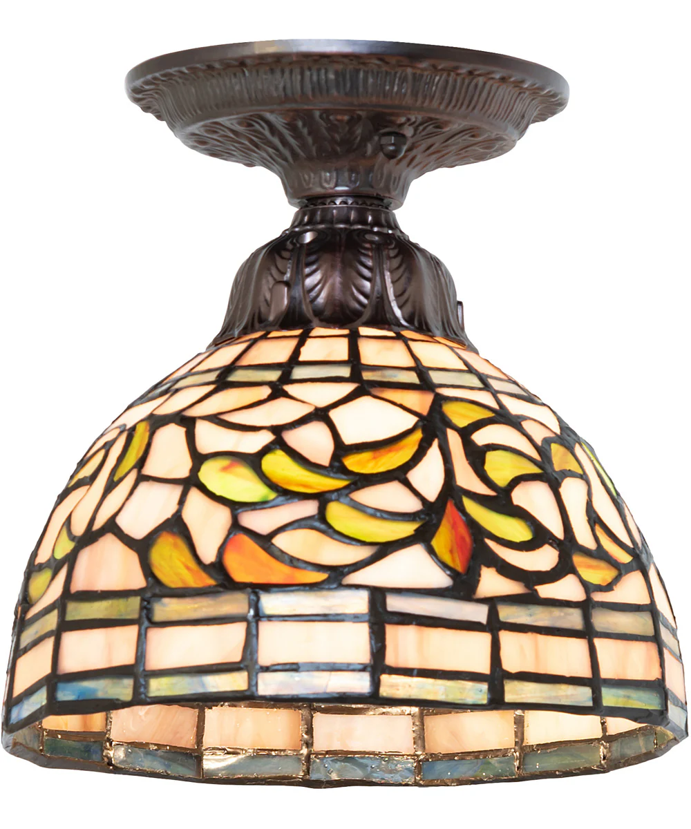 8" Wide Tiffany Turning Leaf Flushmount