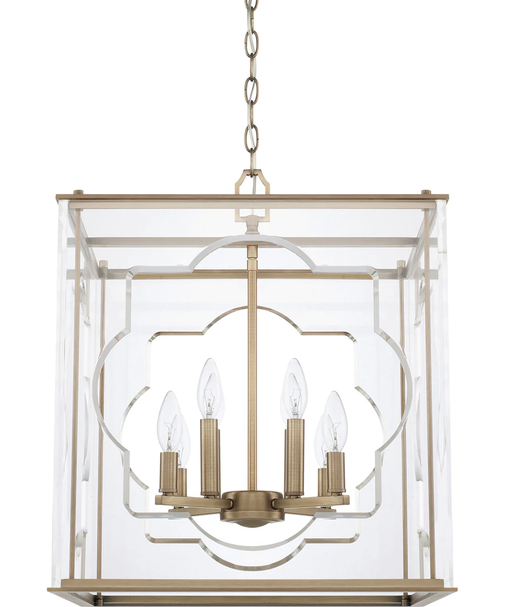 8-Light Foyer In Aged Brass