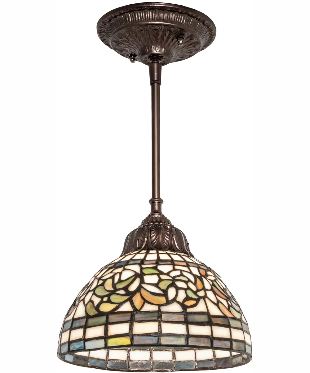 8" Wide Tiffany Turning Leaf Mini Pendant
