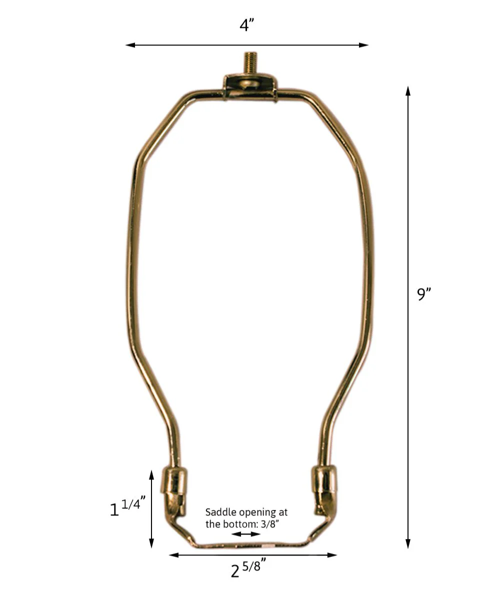9" Antique Brass Heavy Duty Harp Fitter For Lamp Shades - Image 2