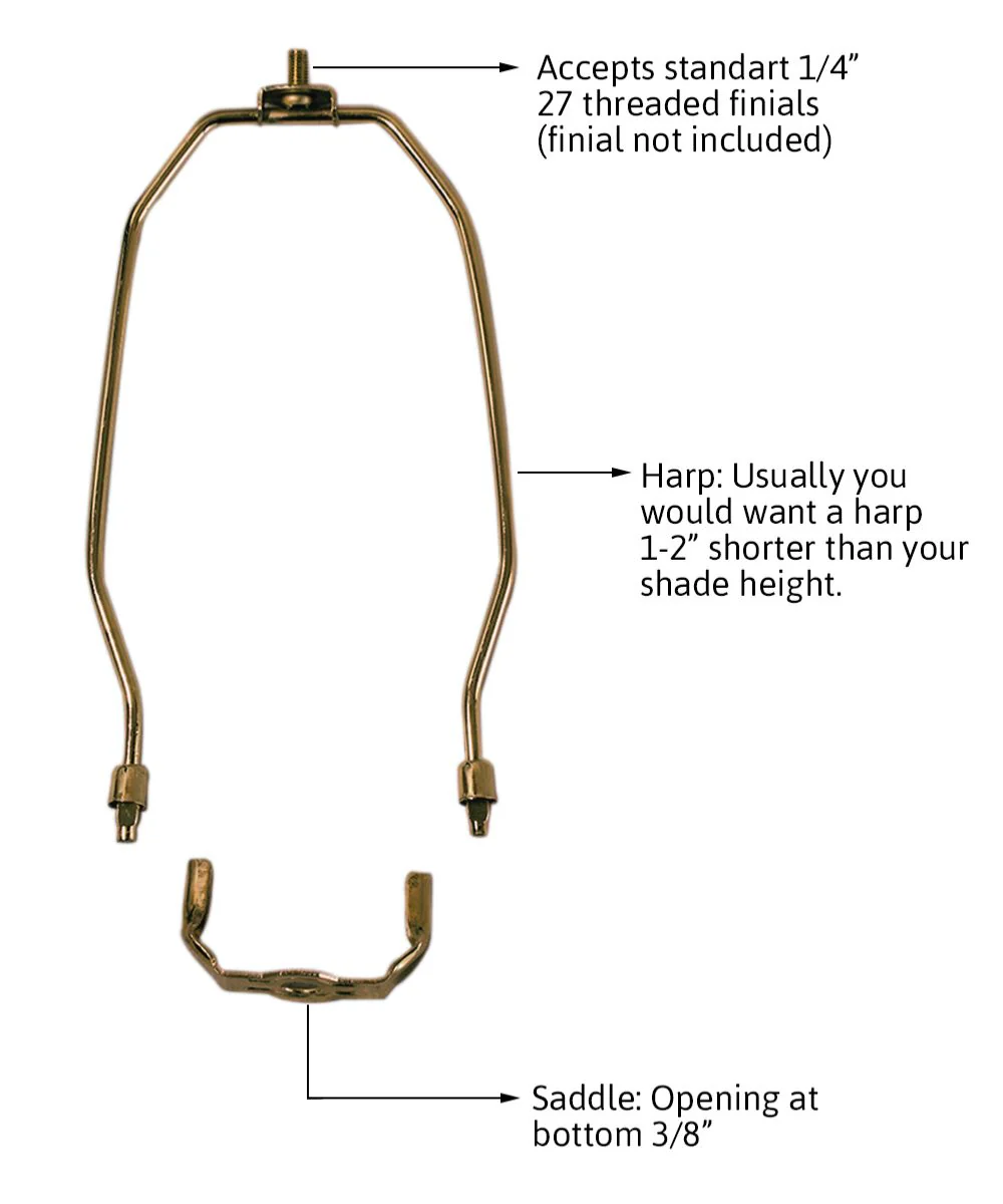 9" Antique Brass Heavy Duty Harp Fitter For Lamp Shades - Image 5