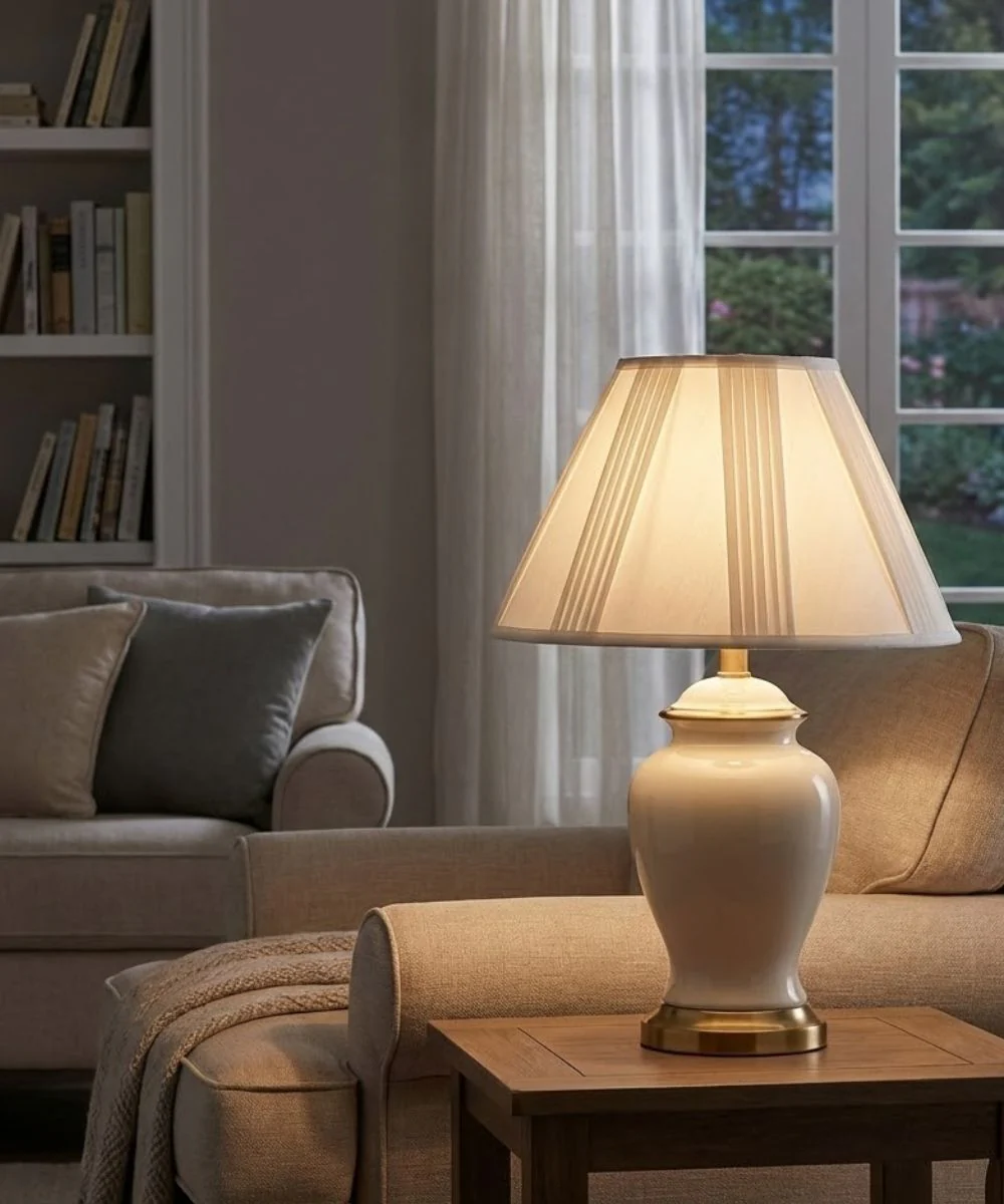 9x18x13 White Linen French Drape Hardback Empire Lampshade - Image 2
