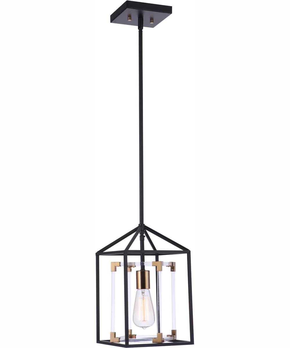 Aaron 1-Light Pendant Flat Black/Satin Brass - Image 2
