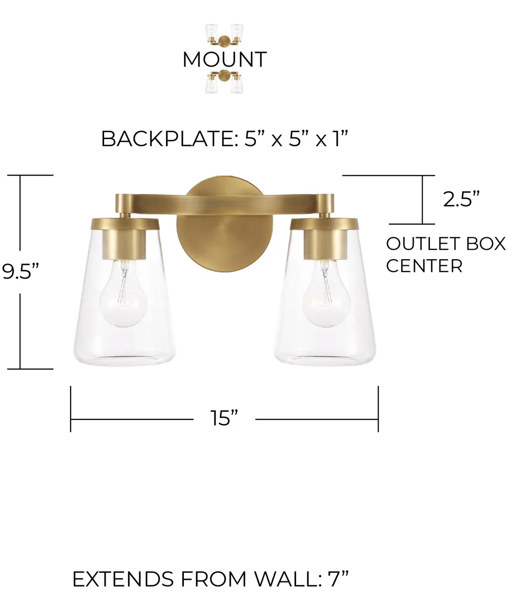 Aaron 2-Light Vanity Aged Brass - Image 5