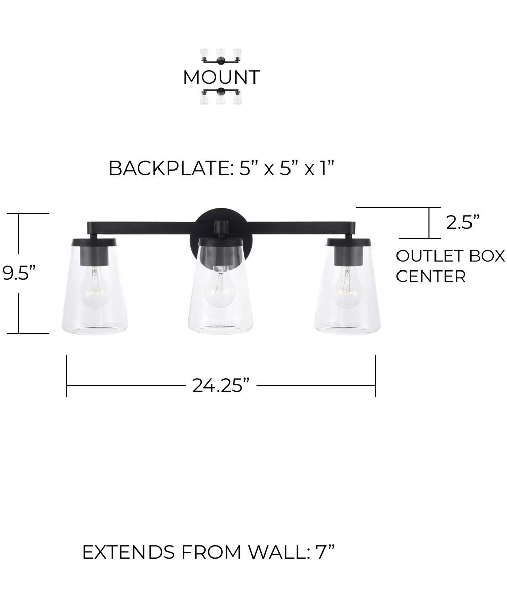 Aaron 3-Light Vanity Matte Black - Image 5