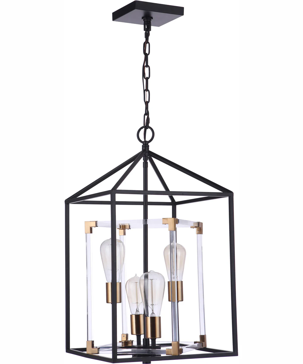 Aaron 4-Light Foyer Flat Black/Satin Brass - Image 2