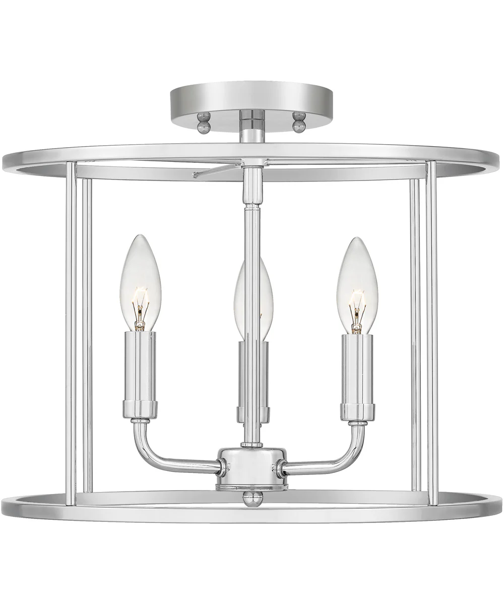Abner 3-light Semi Flush Mount Polished Chrome - Image 2