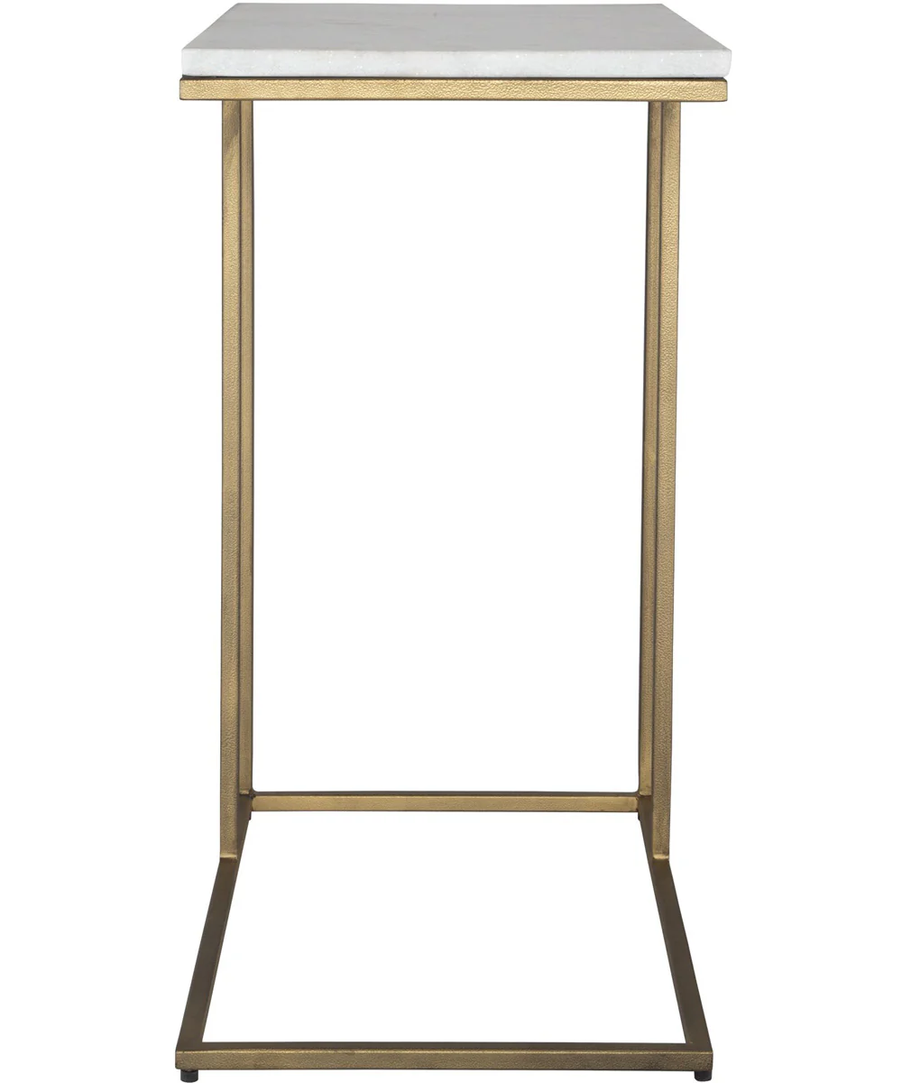 Accent Table in Antique Brass with White Morward Honed Marble - Image 5