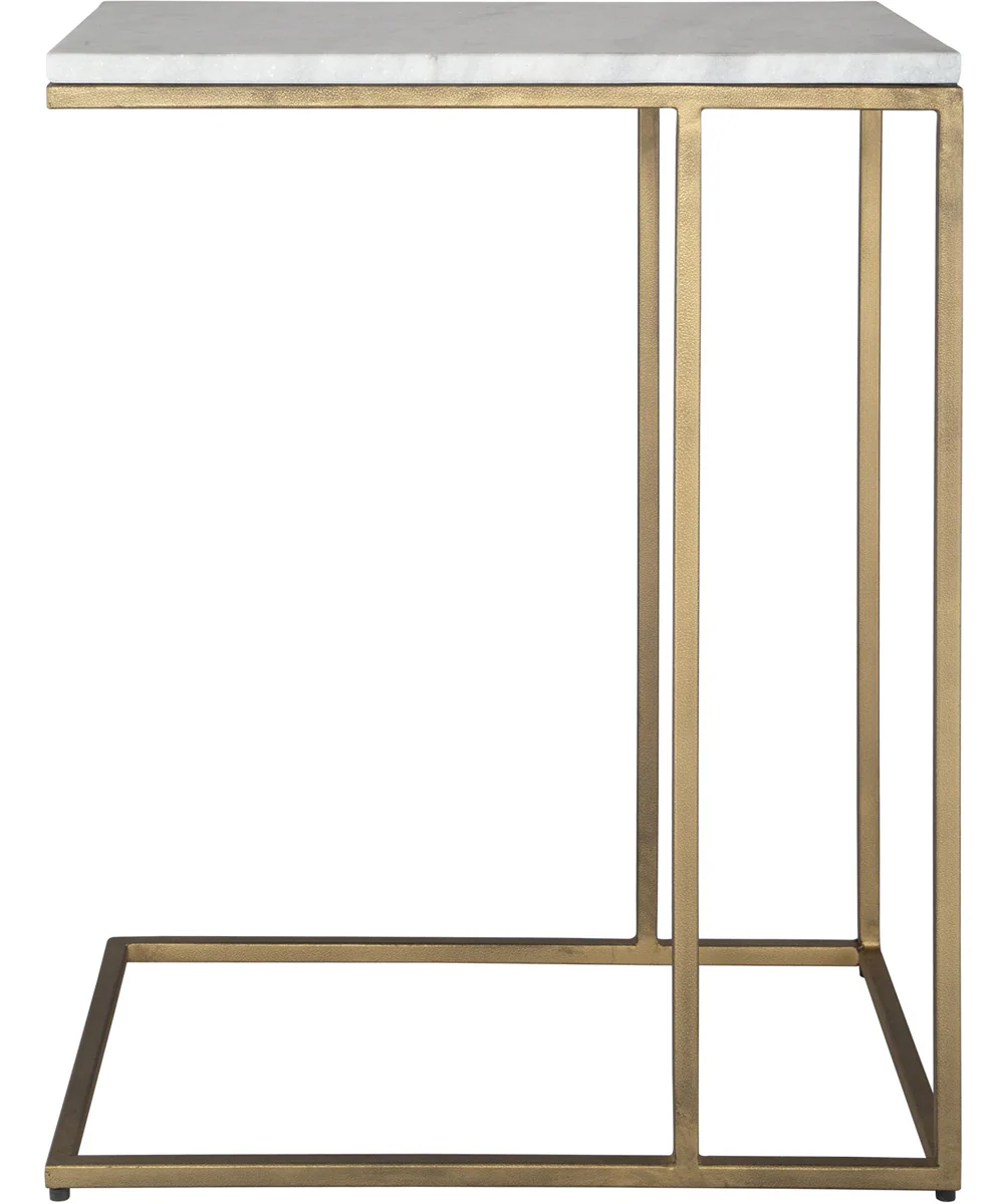 Accent Table in Antique Brass with White Morward Honed Marble - Image 6