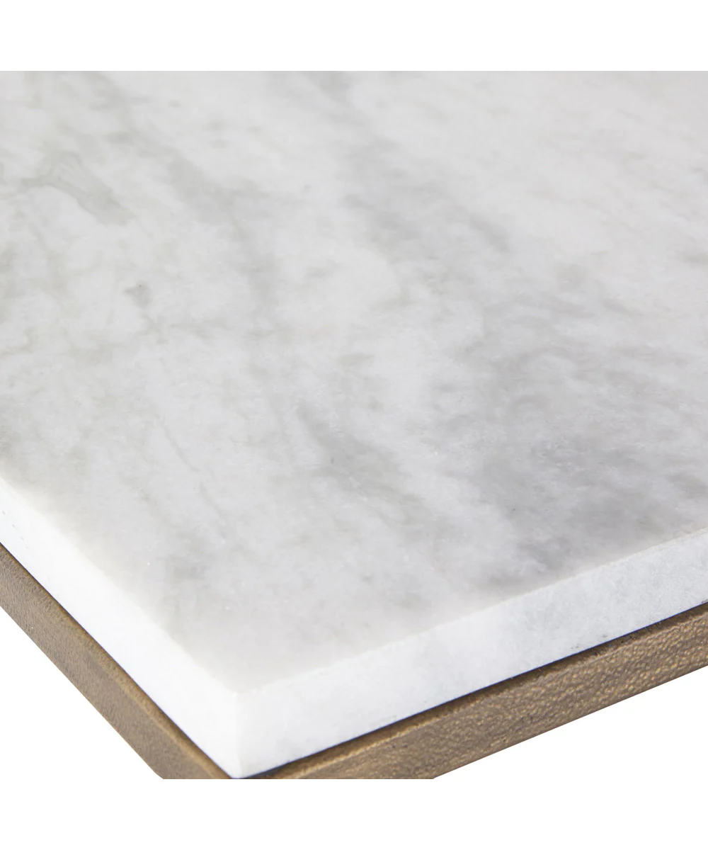 Accent Table in Antique Brass with White Morward Honed Marble - Image 7