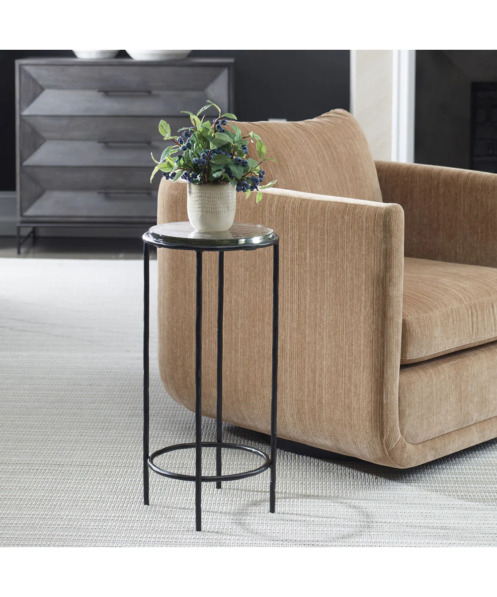 Accent Table in Black on Textured Iron - Image 2