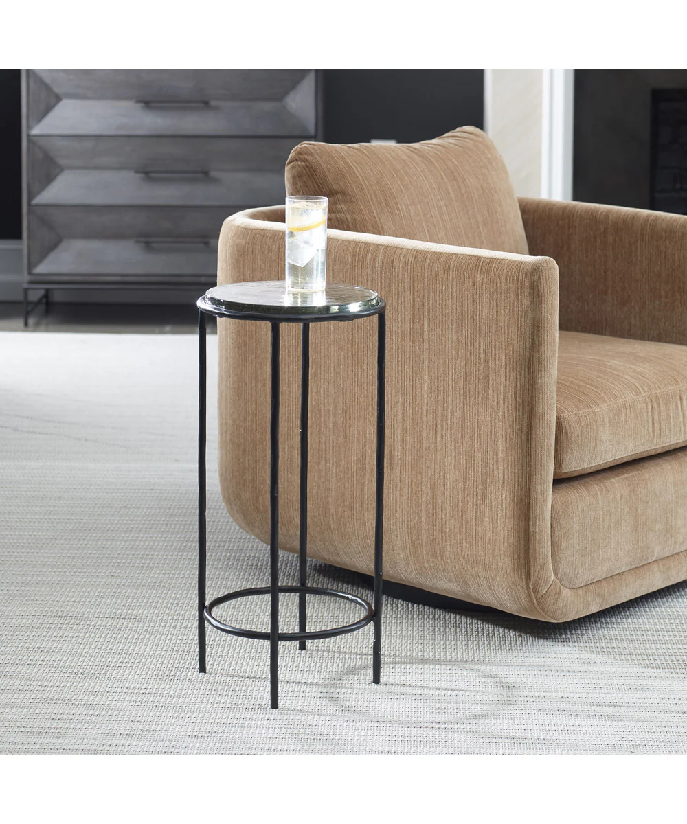 Accent Table in Black on Textured Iron - Image 3