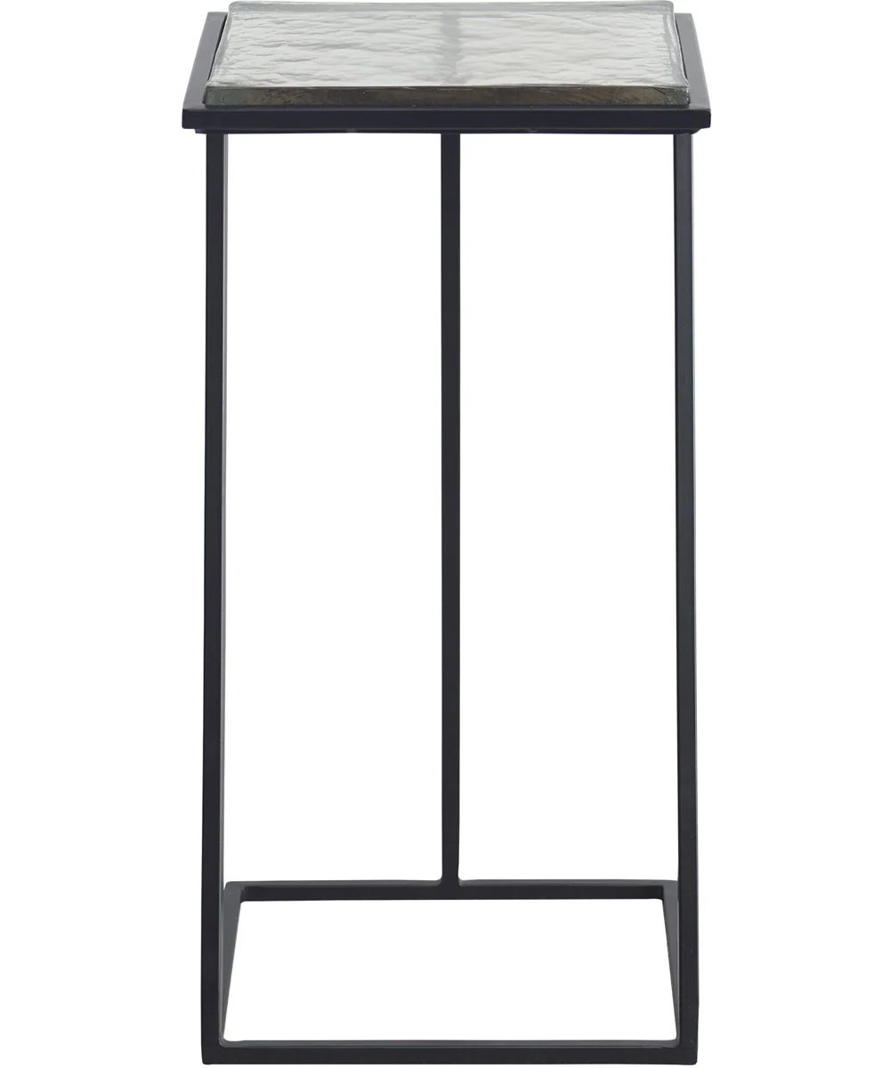 Accent Table in Black with Thick Glass Top - Image 4