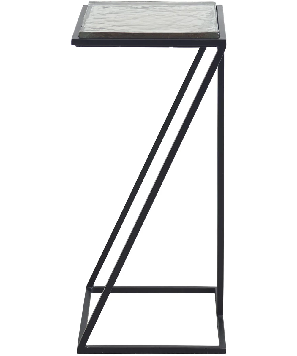 Accent Table in Black with Thick Glass Top - Image 5