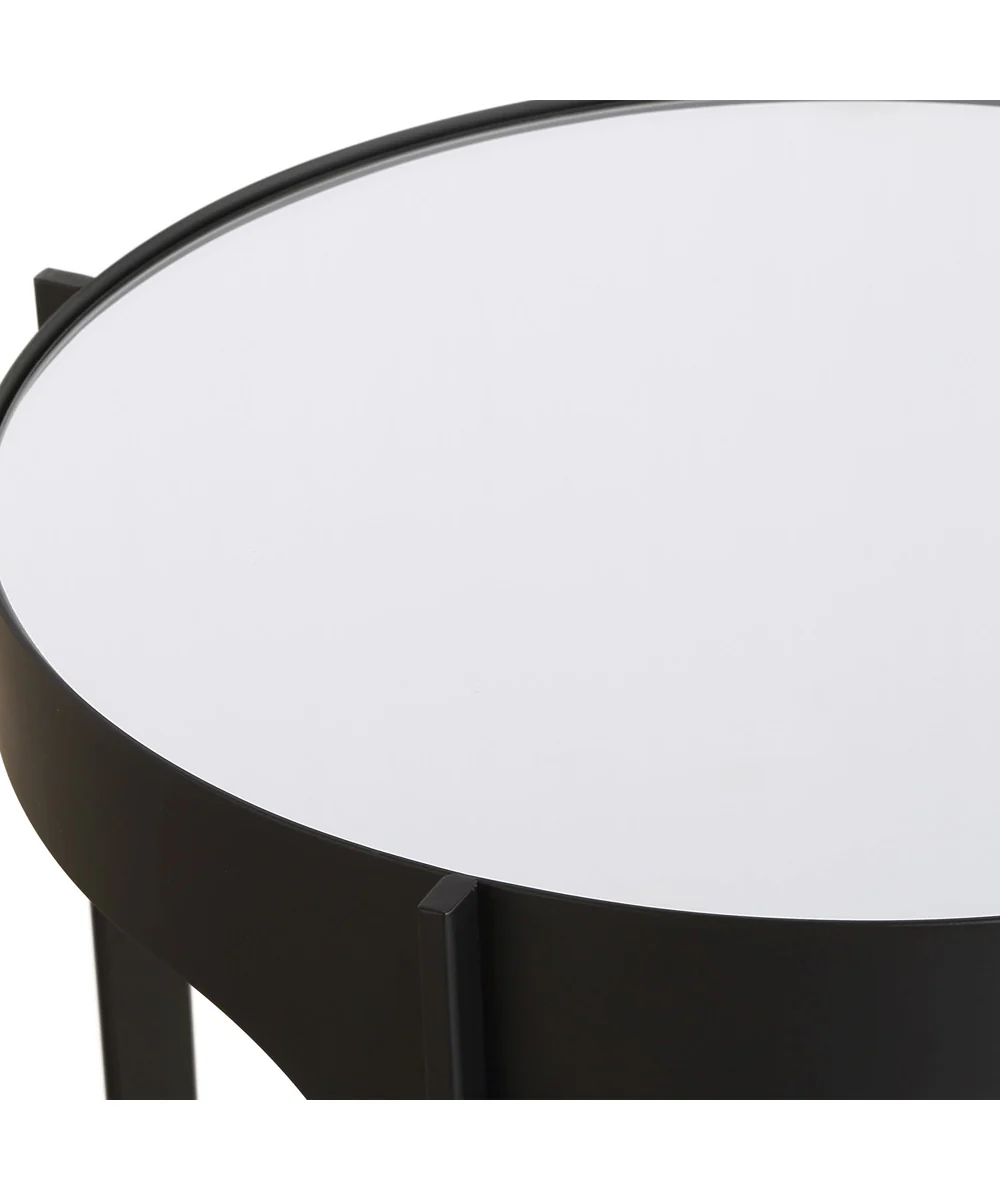 Accent Table in Matte Black with Mirrored Top - Image 4