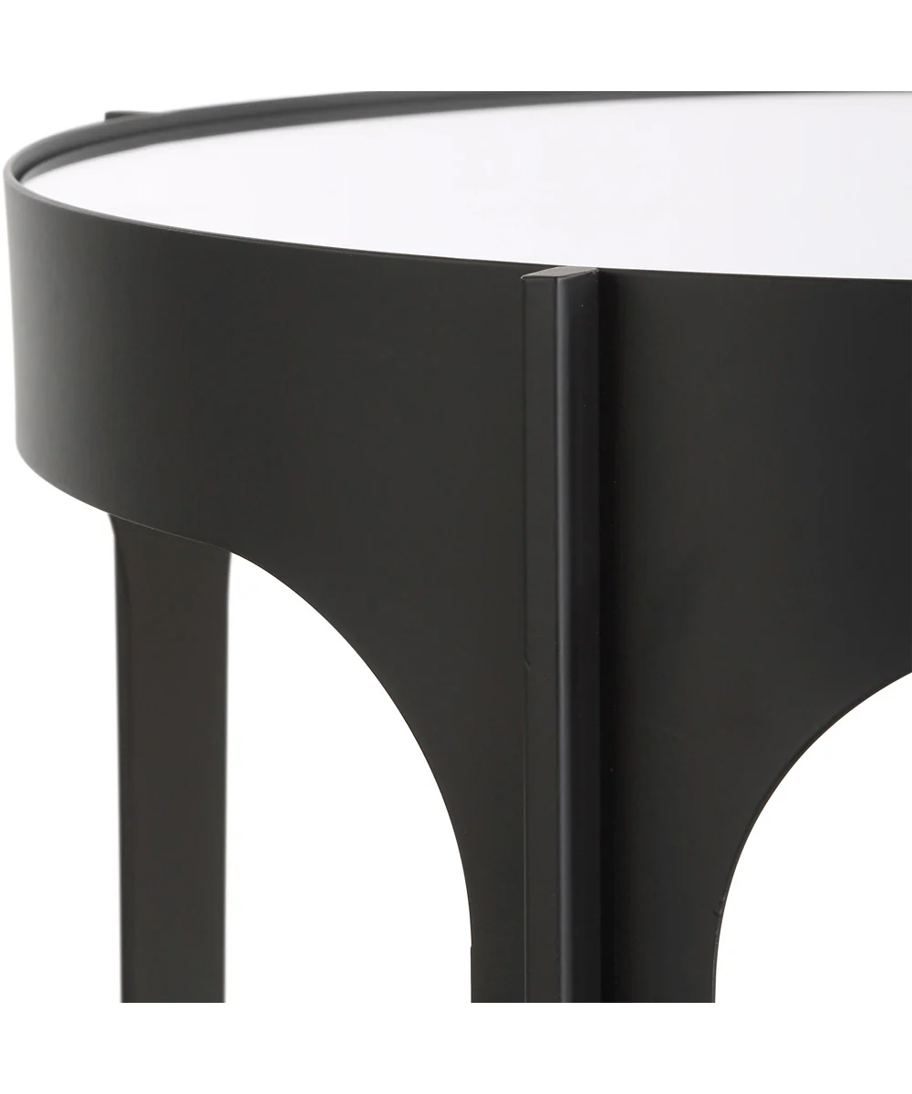 Accent Table in Matte Black with Mirrored Top - Image 5