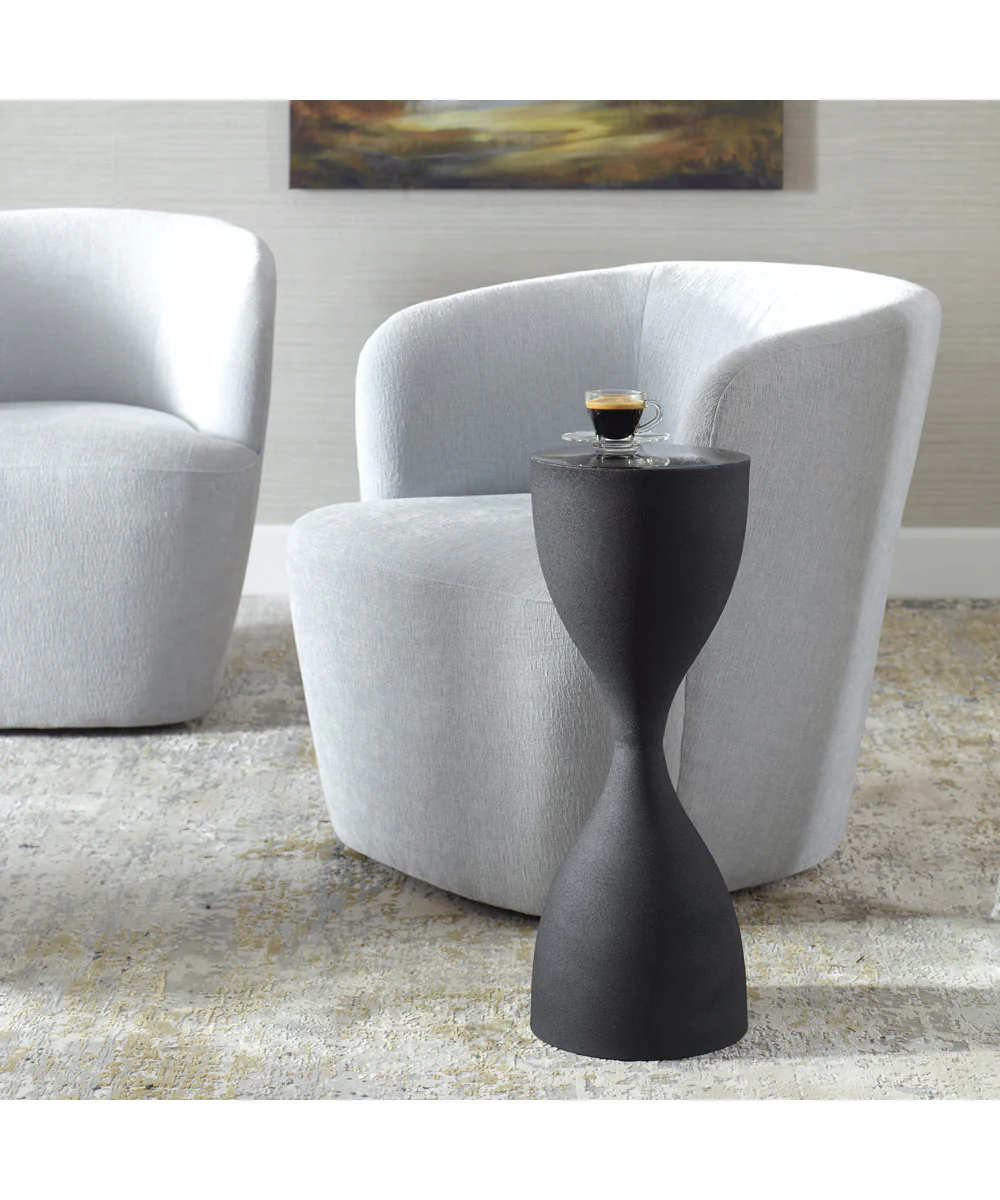 Accent Table in Sandpaper Black with High Gloss Top - Image 2
