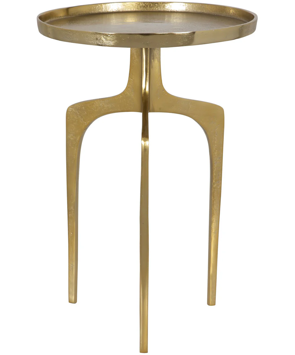 Accent Table with Curved Legs Textured Soft Gold