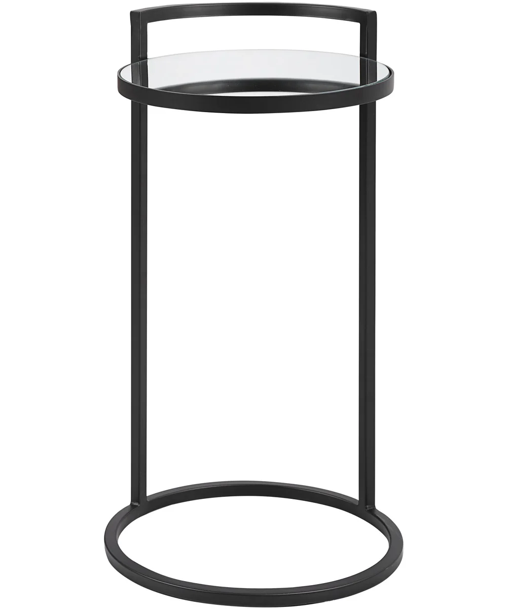 Accent Table with Mirrored Top Matte Black - Image 4