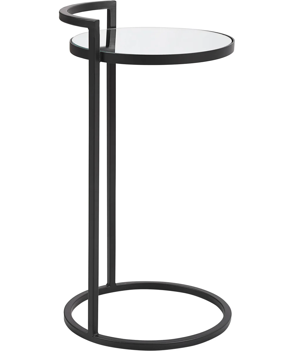 Accent Table with Mirrored Top Matte Black - Image 5