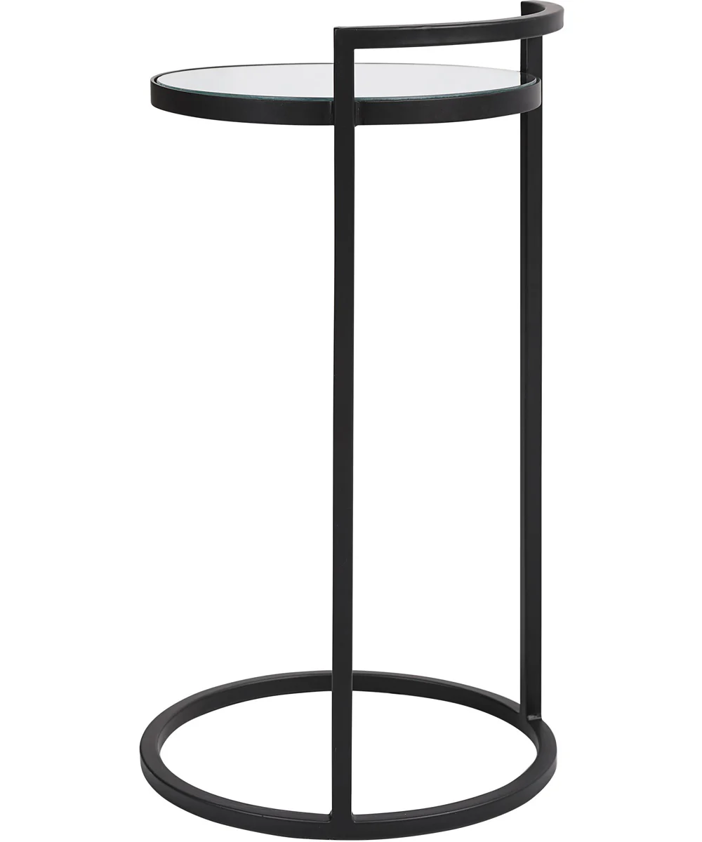 Accent Table with Mirrored Top Matte Black - Image 6