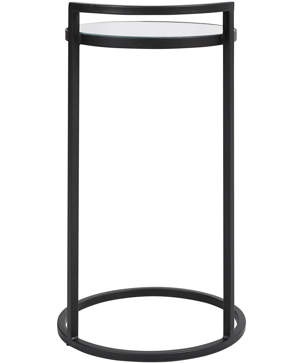 Accent Table with Mirrored Top Matte Black - Image 7