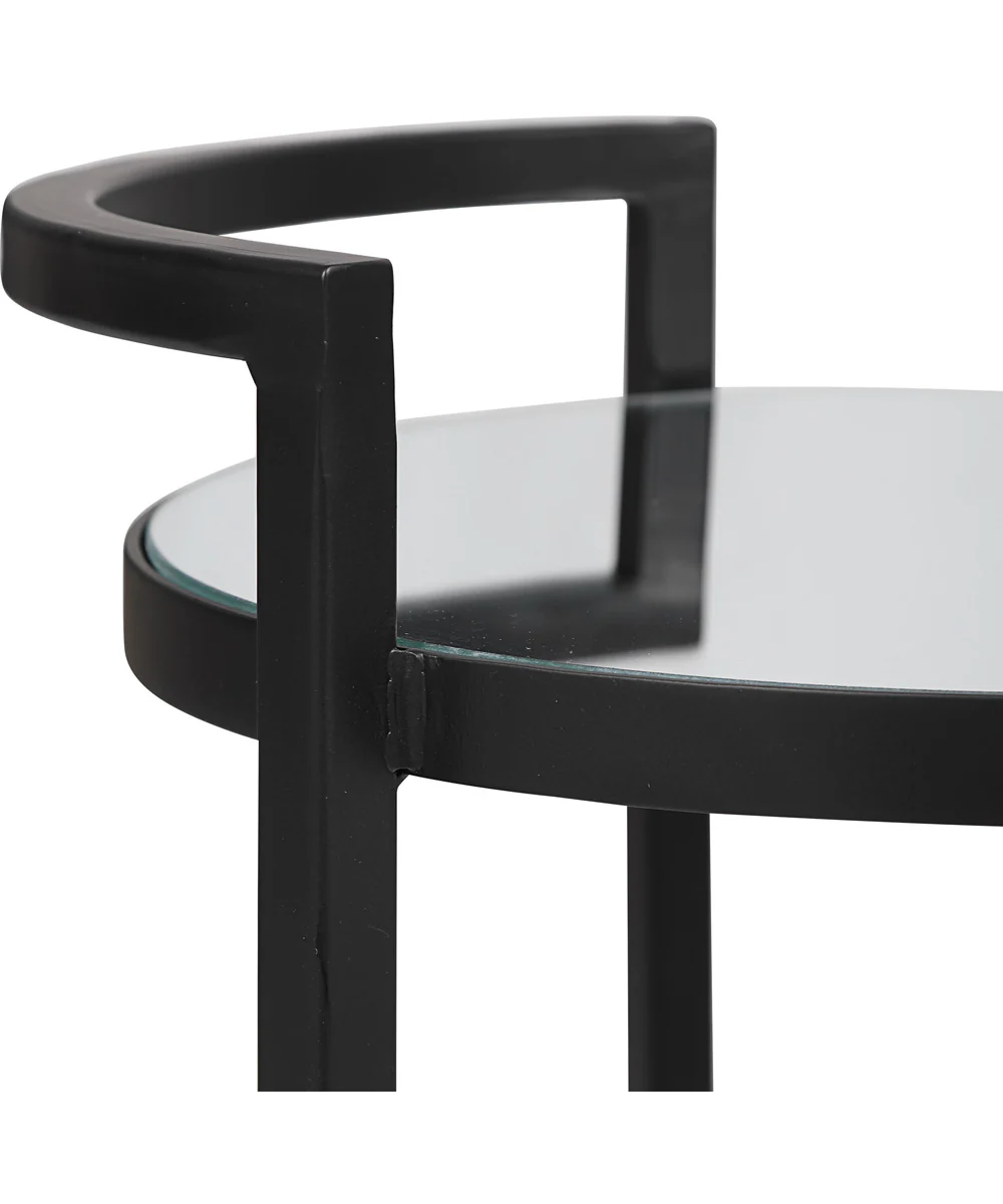 Accent Table with Mirrored Top Matte Black - Image 8