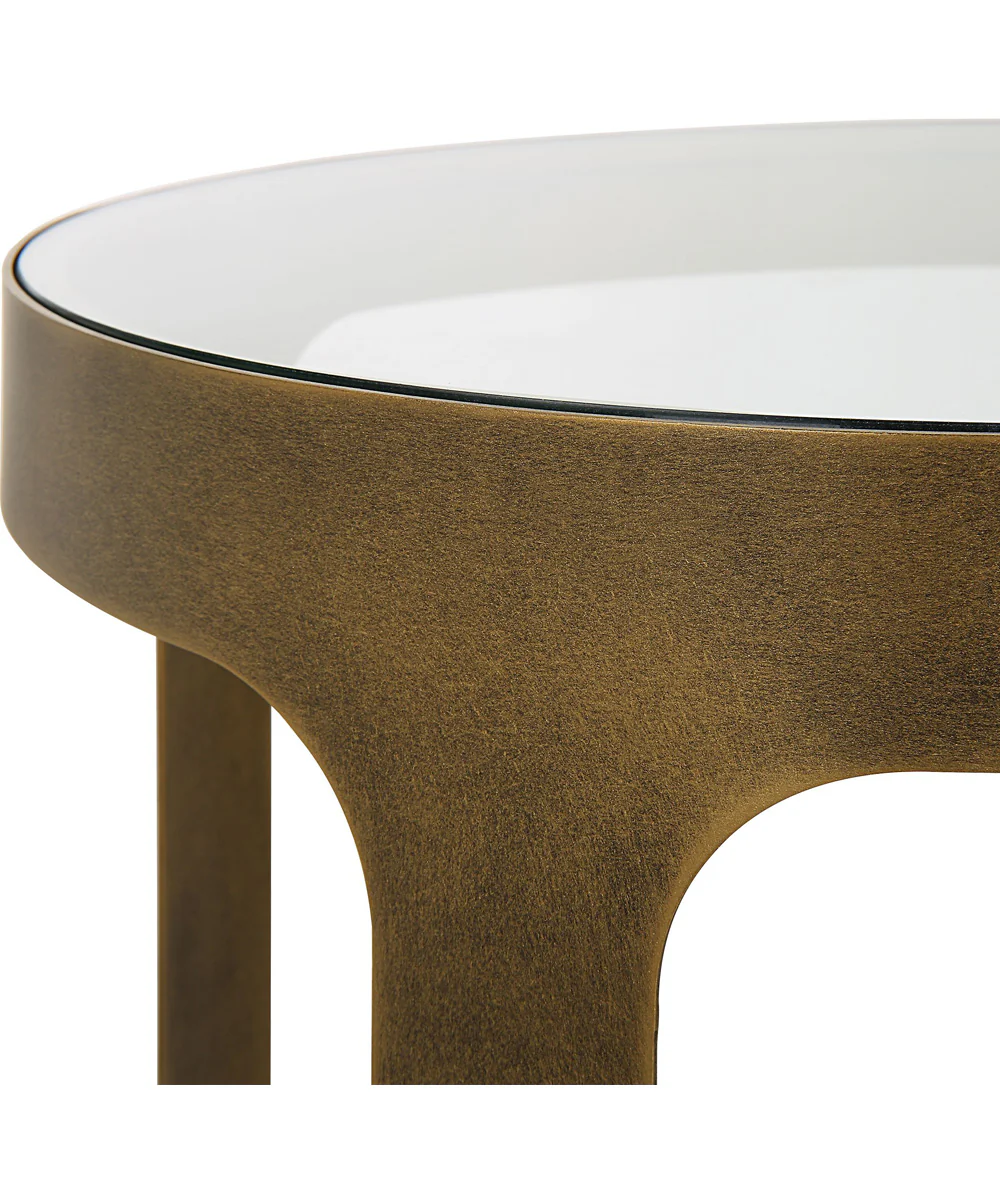 Accent Table with Tempered Glass in Antique Brushed Gold - Image 4
