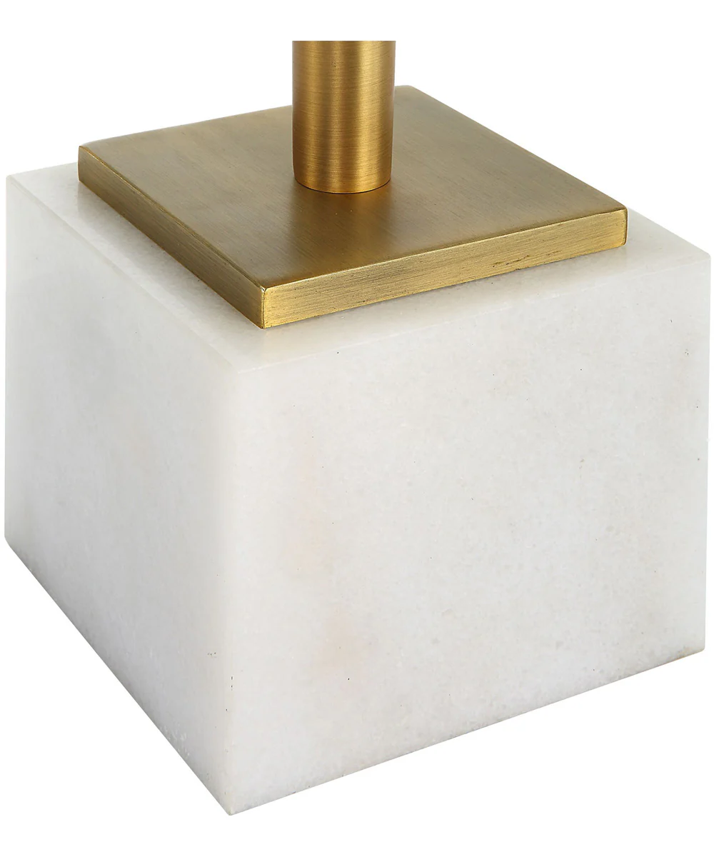 Accent Table with Tempered Glass in Brass with White Marble - Image 6