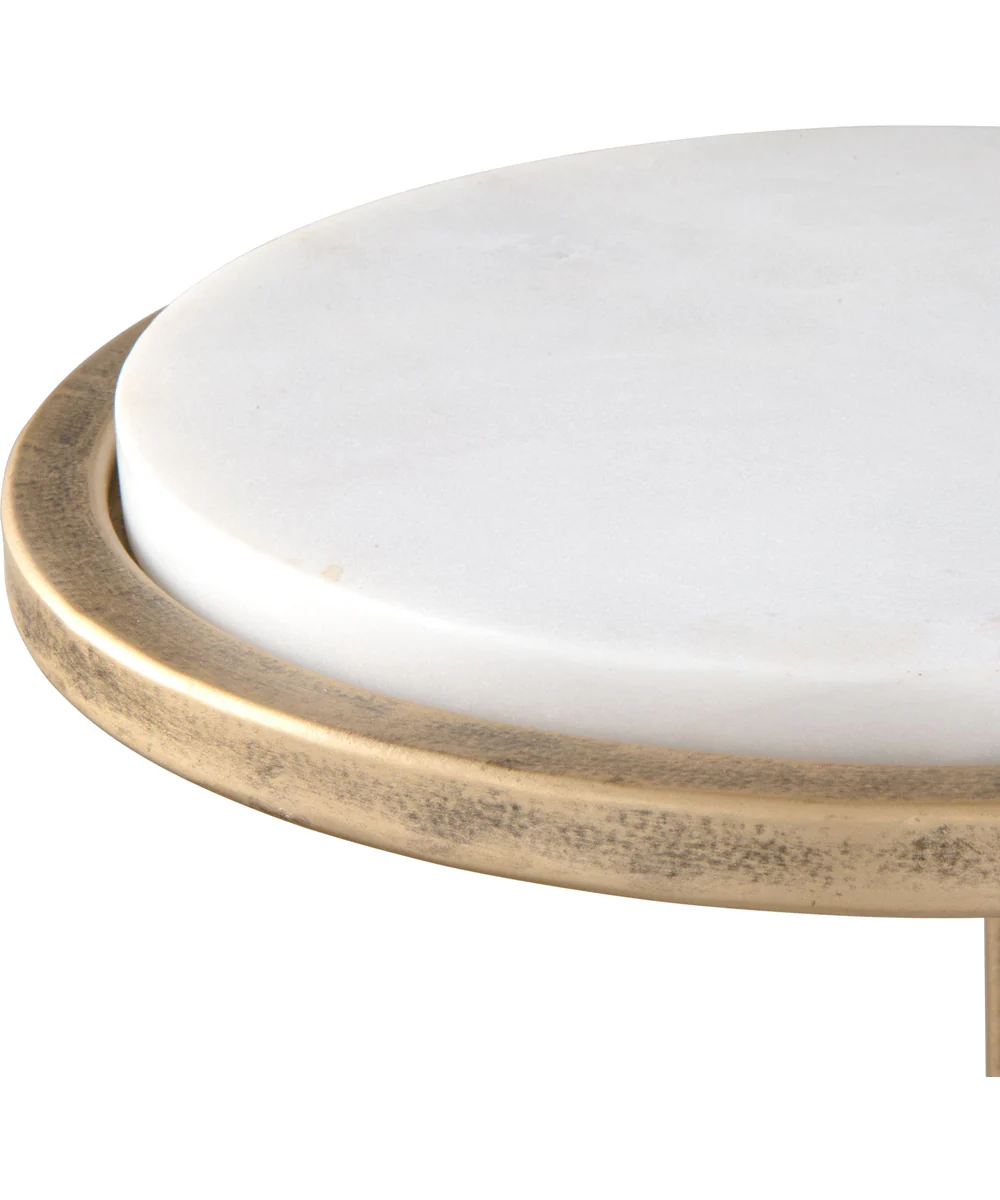 Accent Table with White Banswara Marble and Aged Gold - Image 5