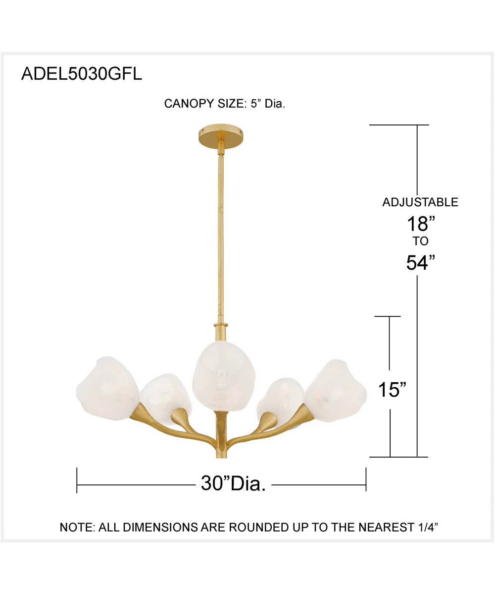 Adelyn 5-light Chandelier Gold Leaf - Image 4