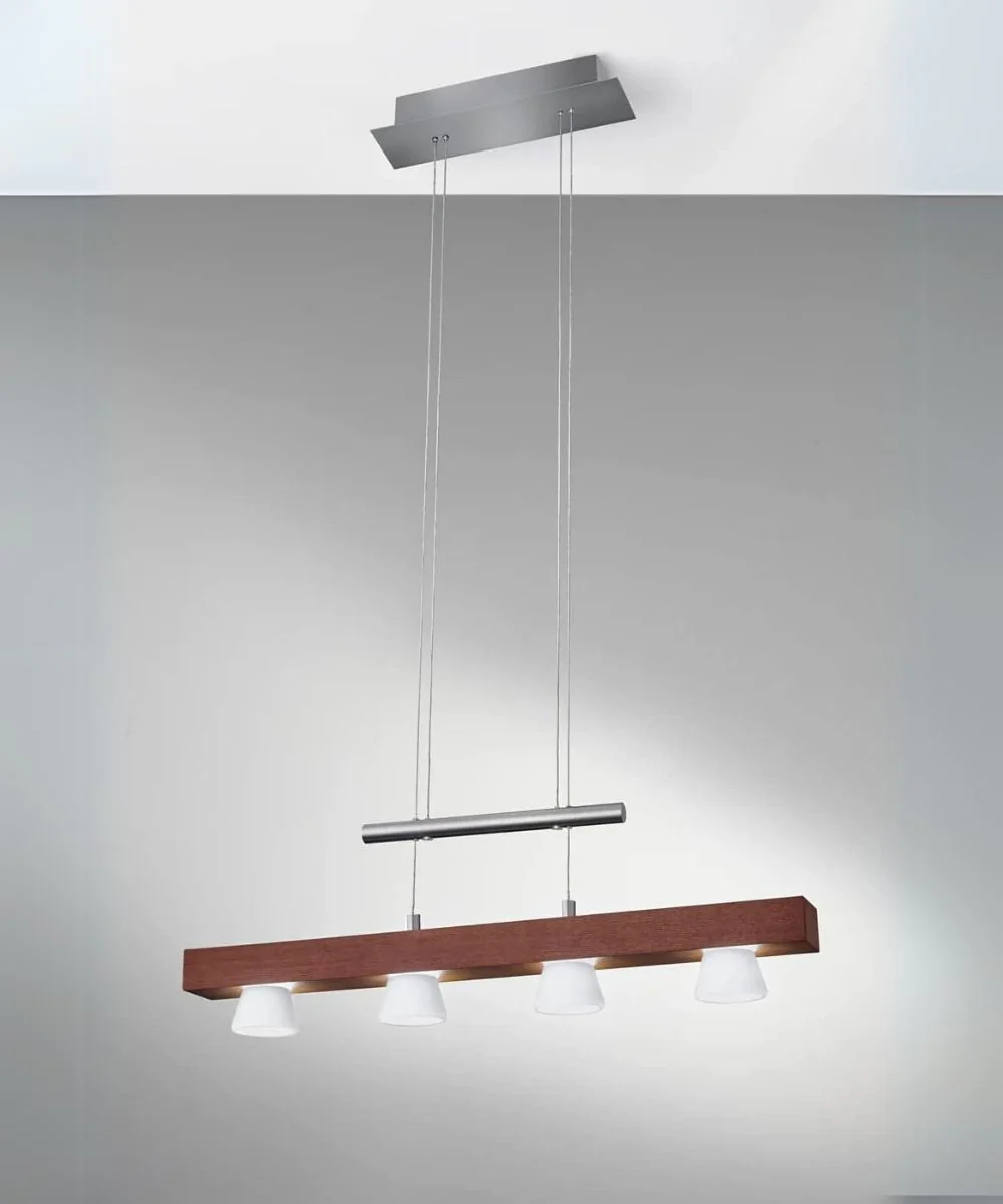 Adesso Burlington 24" W LED 4 Light Island/Dining Modern Pendant, Walnut Brushed Steel Metal Finish - Image 5