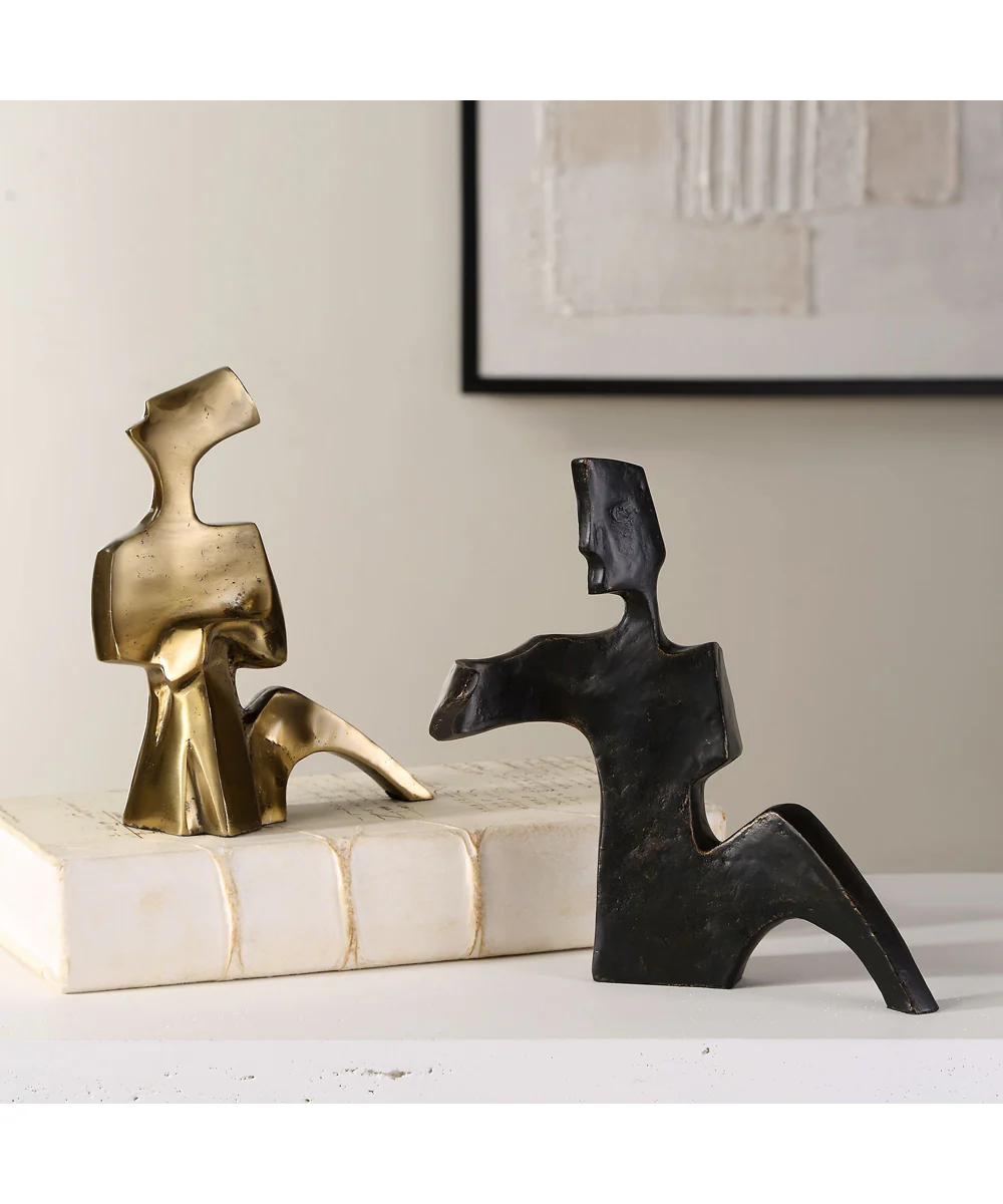 Affection Bronze Gold Sculpture, Set of 2 - Image 3