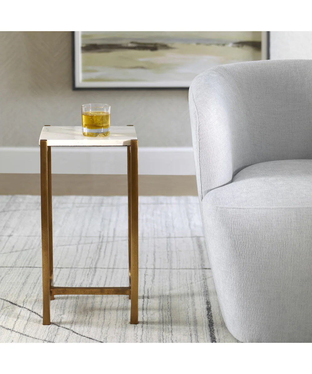 Affinity White Marble Accent Table - Image 3