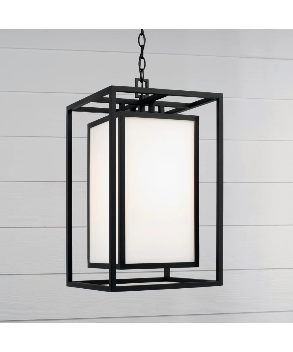 Aiden 1-Light Outdoor Hanging-Lantern Black - Image 2