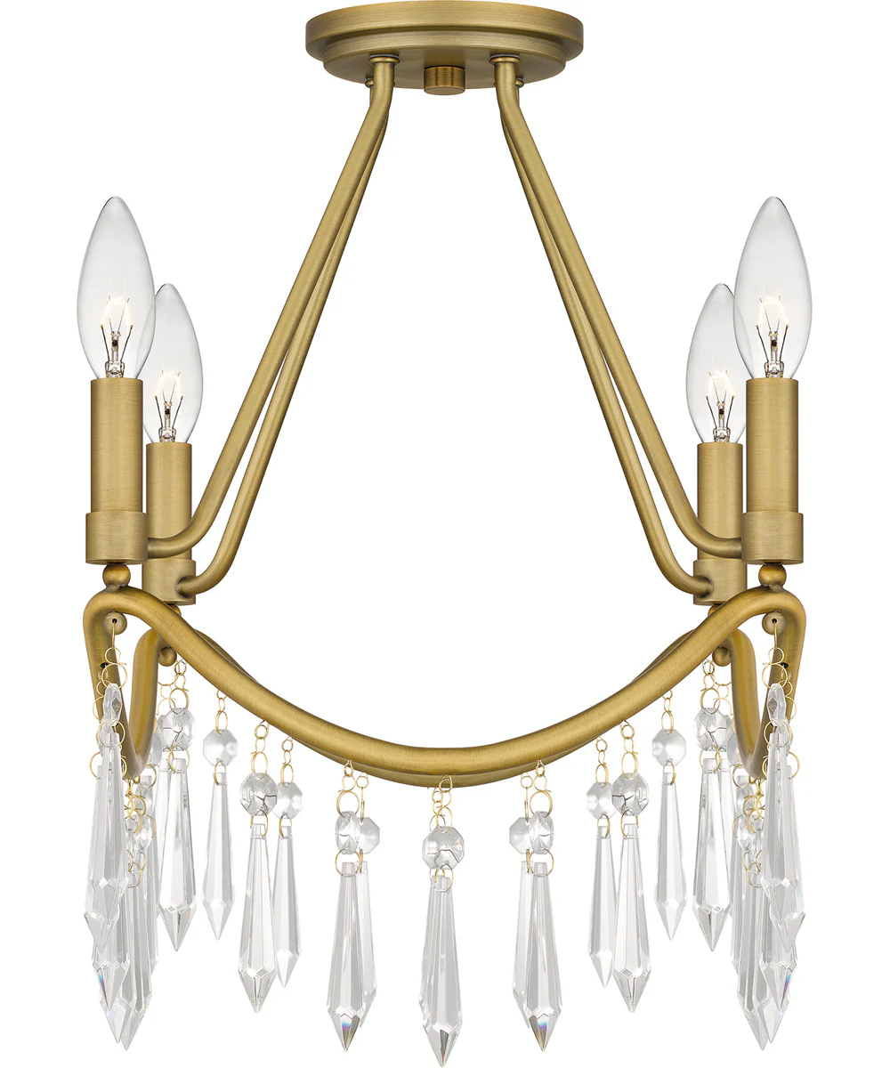 Airedale Small 4-light Semi Flush Mount Aged Brass - Image 3